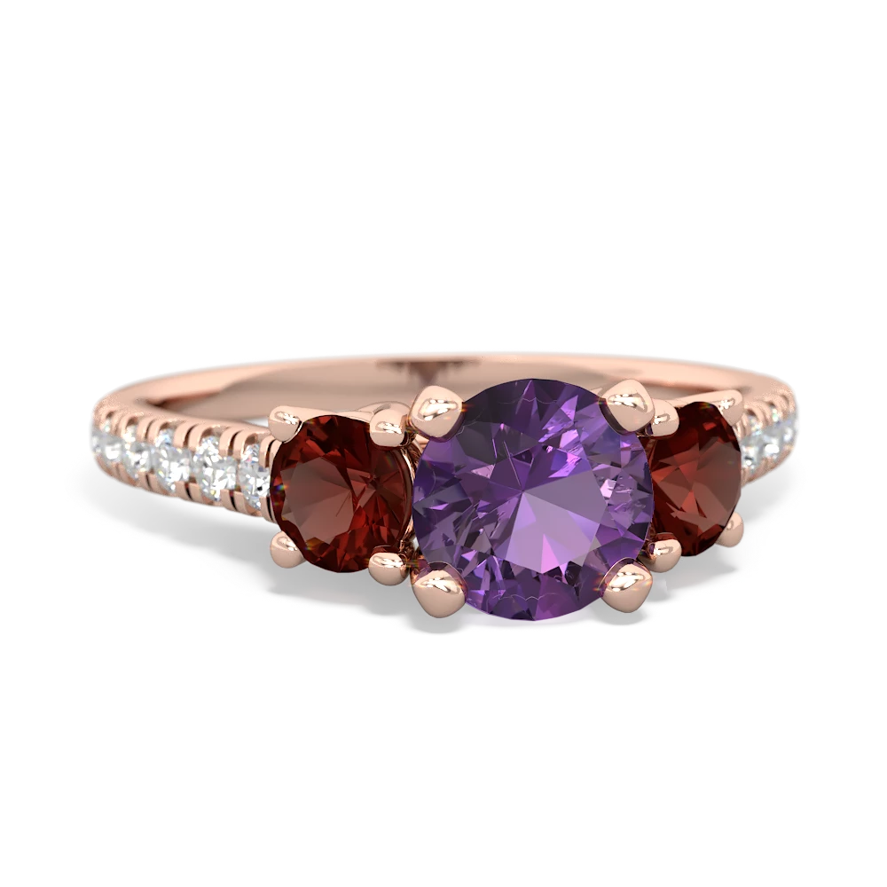 Amethyst Pave Trellis 14K Rose Gold ring R5500