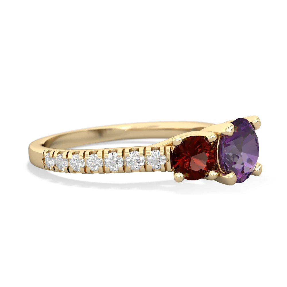 Amethyst Pave Trellis 14K Yellow Gold ring R5500