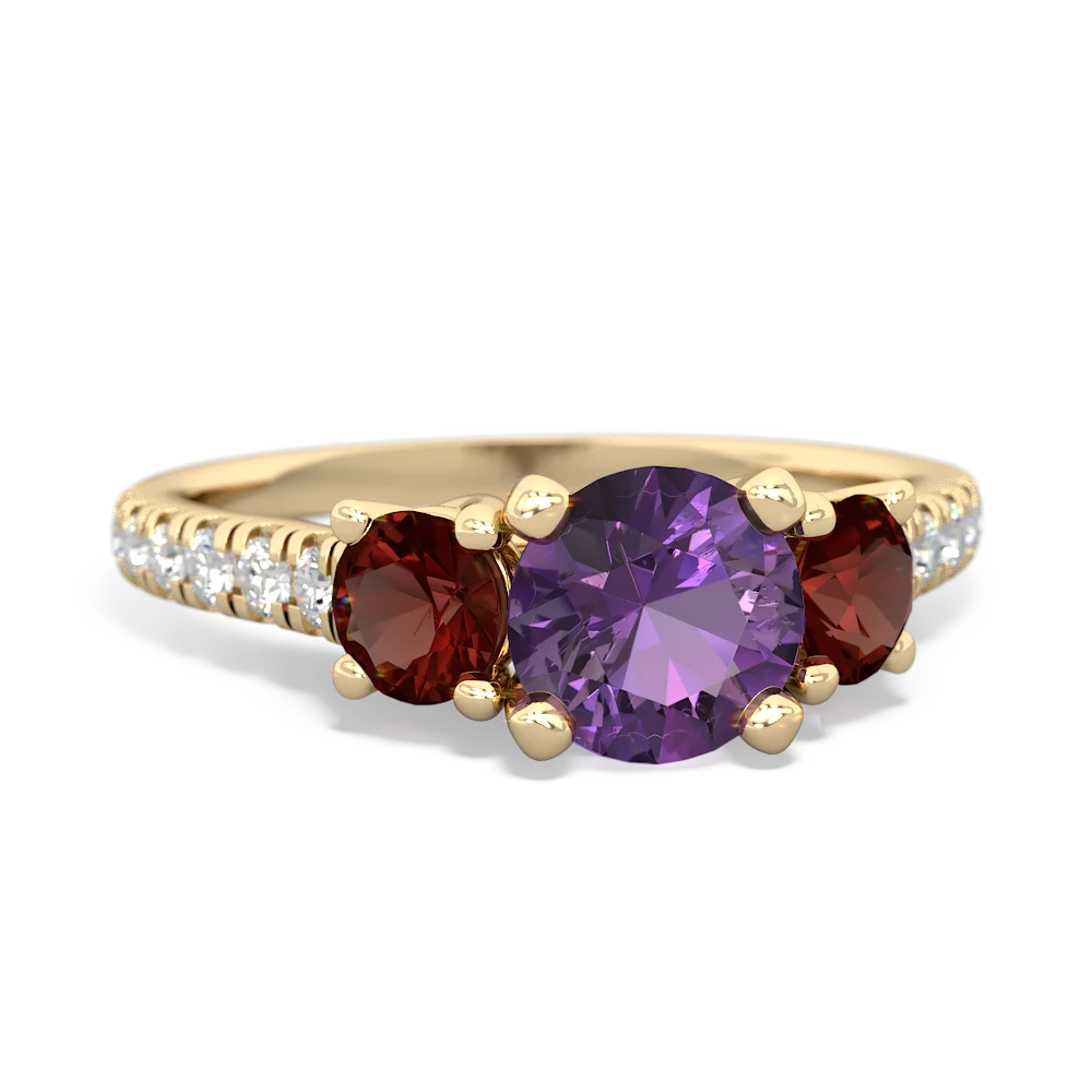 Amethyst Pave Trellis 14K Yellow Gold ring R5500