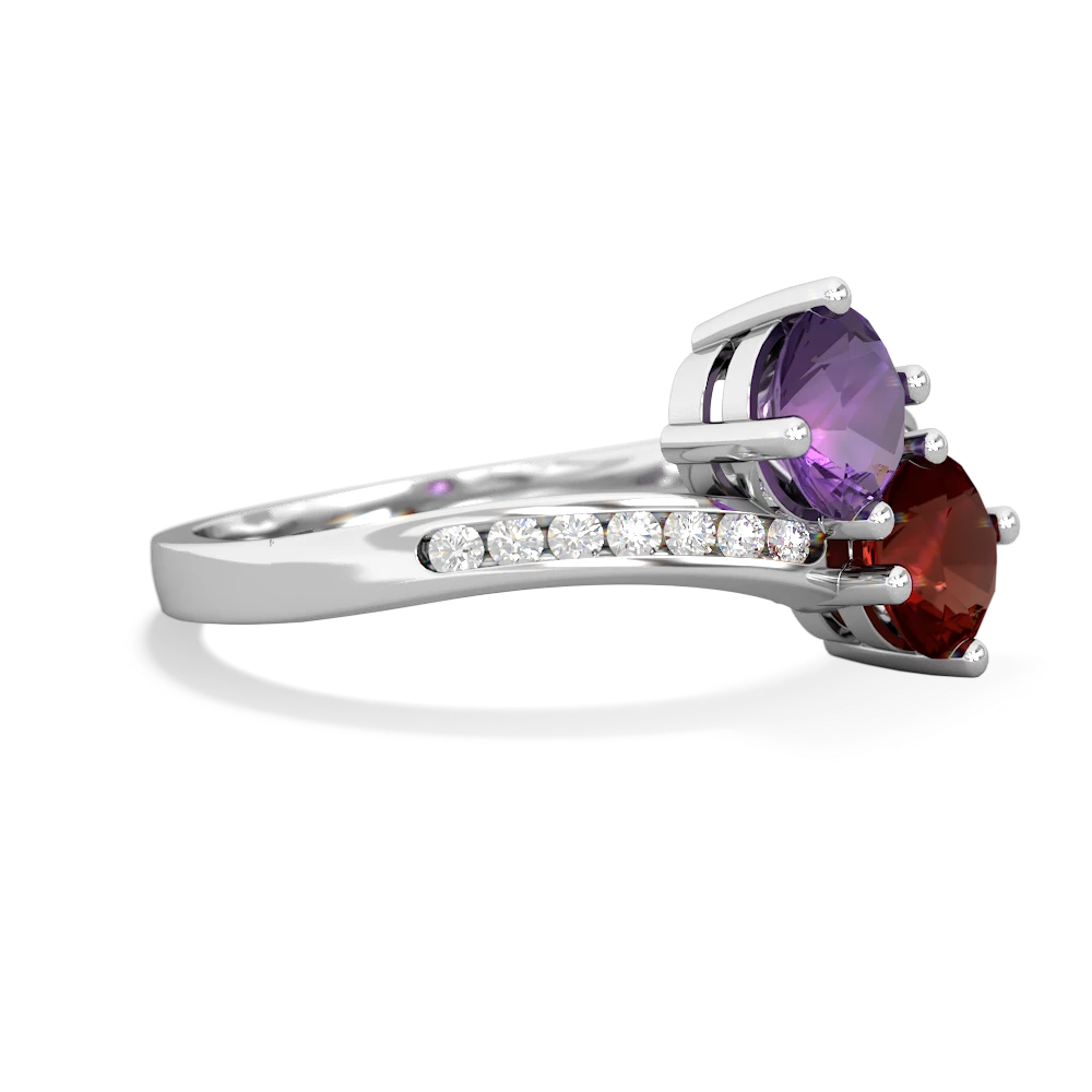 Amethyst Channel Set Two Stone 14K White Gold ring R5303