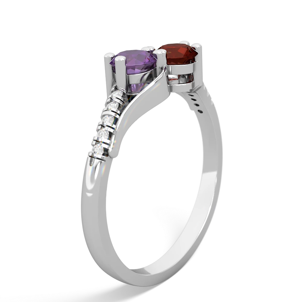 Amethyst Infinity Pave Two Stone 14K White Gold ring R5285