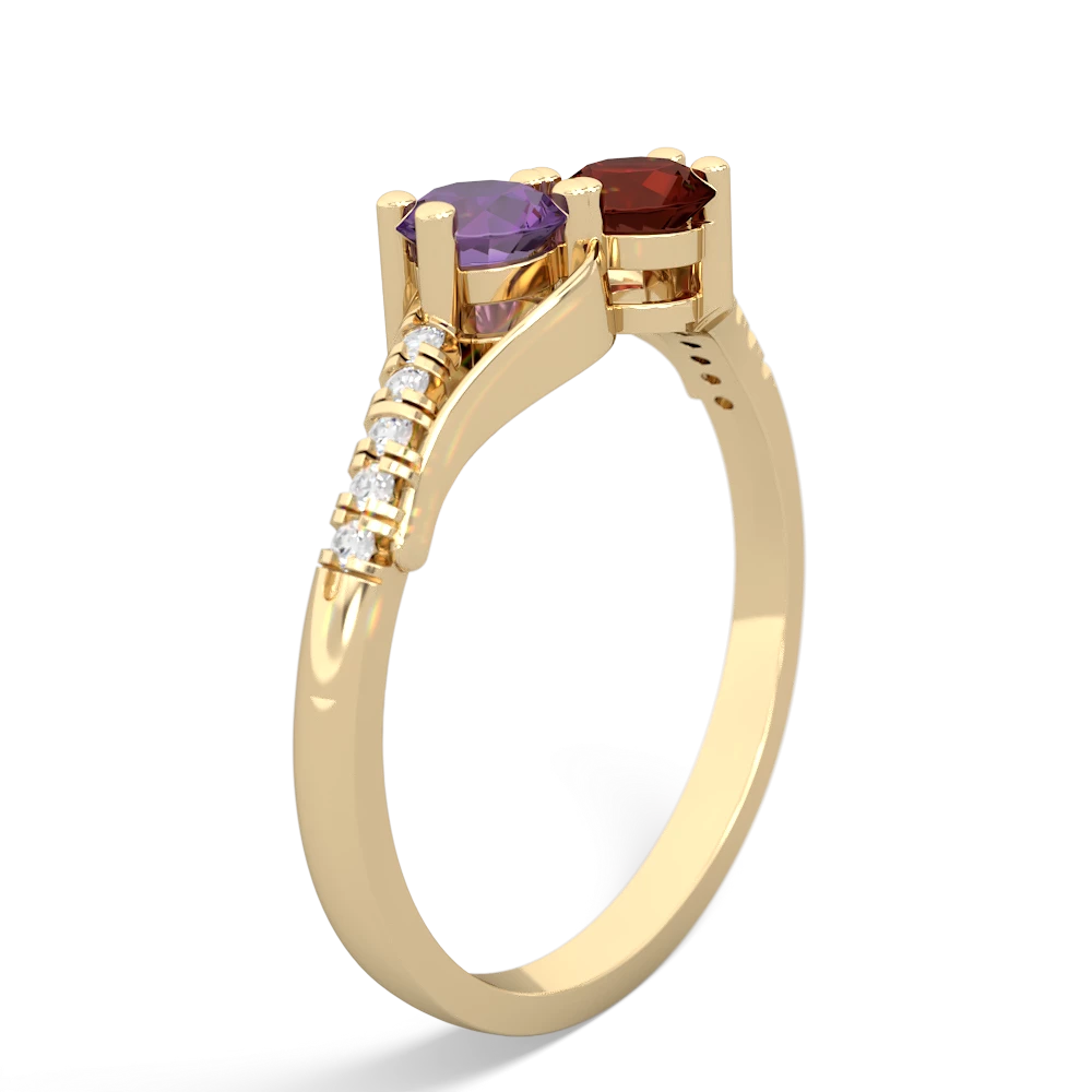 Amethyst Infinity Pave Two Stone 14K Yellow Gold ring R5285