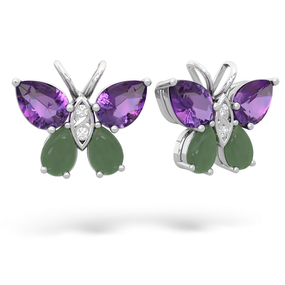 Amethyst Butterfly 14K White Gold earrings E2215
