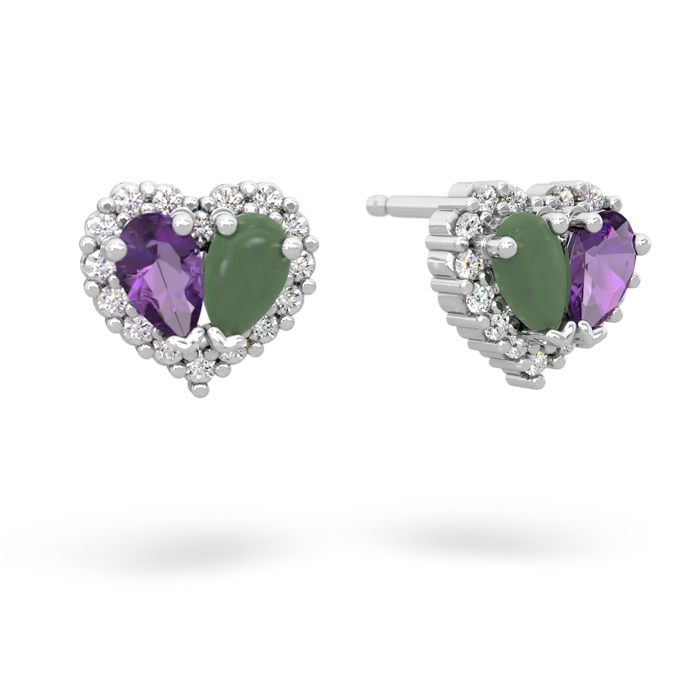 Amethyst Halo 14K White Gold earrings E7008