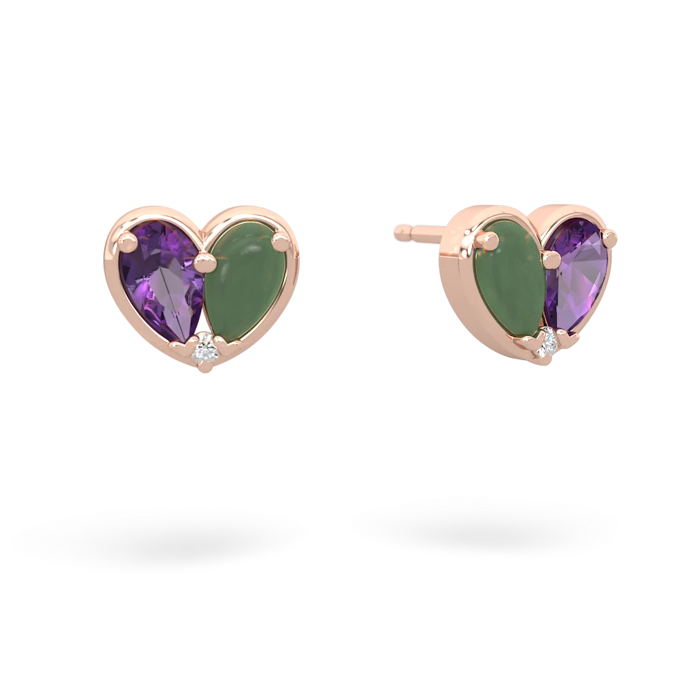 Amethyst 'Our Heart' 14K Rose Gold earrings E5072