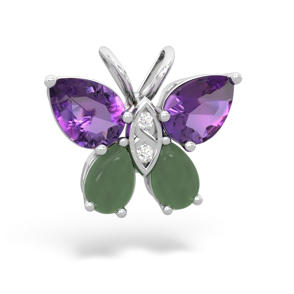 Amethyst Butterfly 14K White Gold pendant P2215