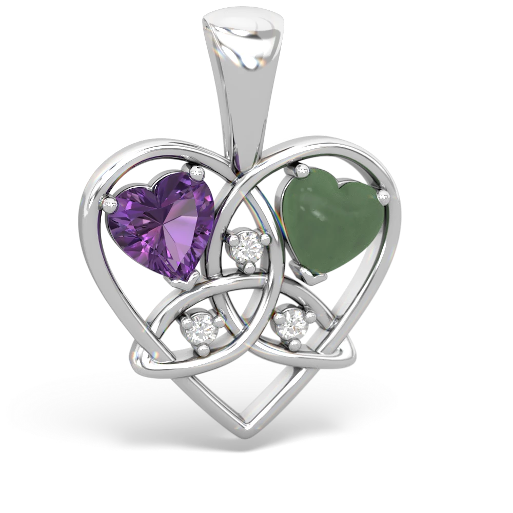 Amethyst Celtic Trinity Heart 14K White Gold pendant P5331