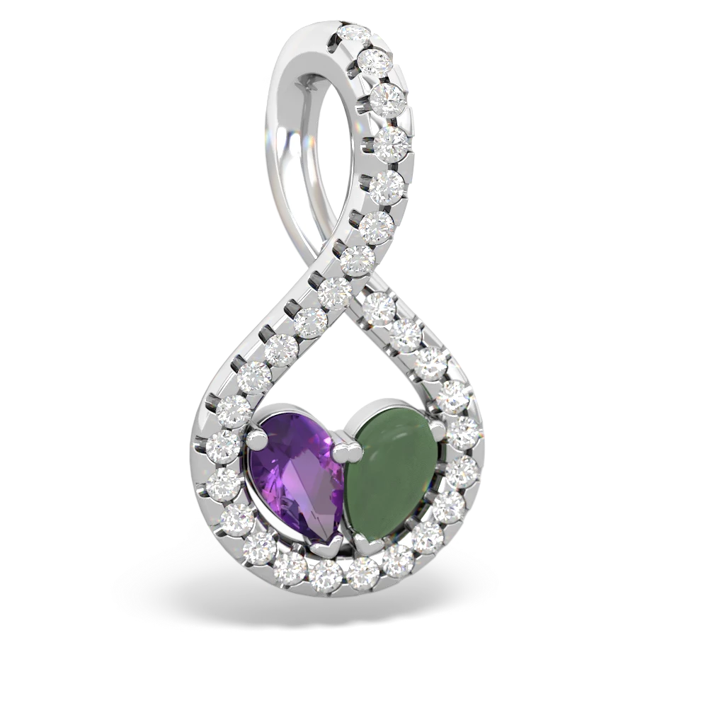 Amethyst Pave Twist 'One Heart' 14K White Gold pendant P5360