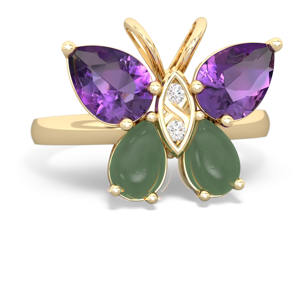 Amethyst Butterfly 14K Yellow Gold ring R2215