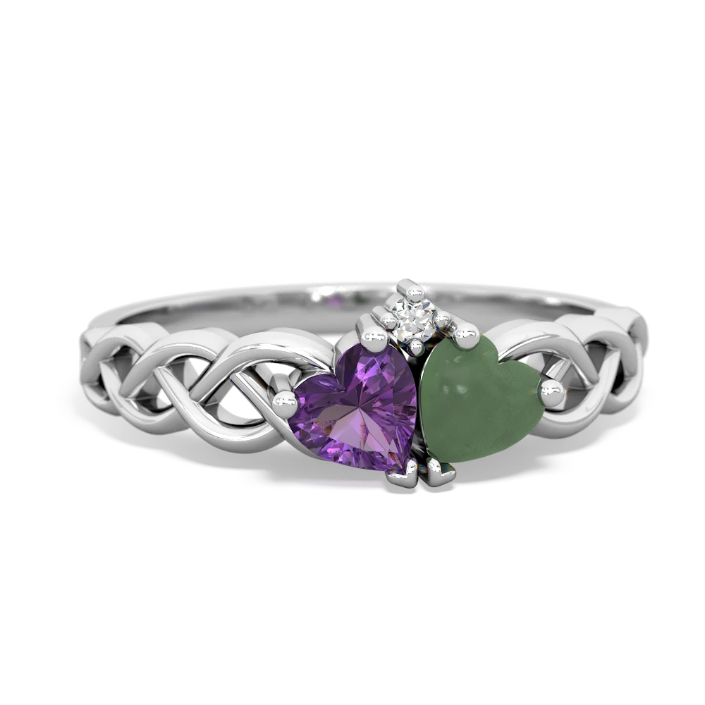 Amethyst Heart To Heart Braid 14K White Gold ring R5870