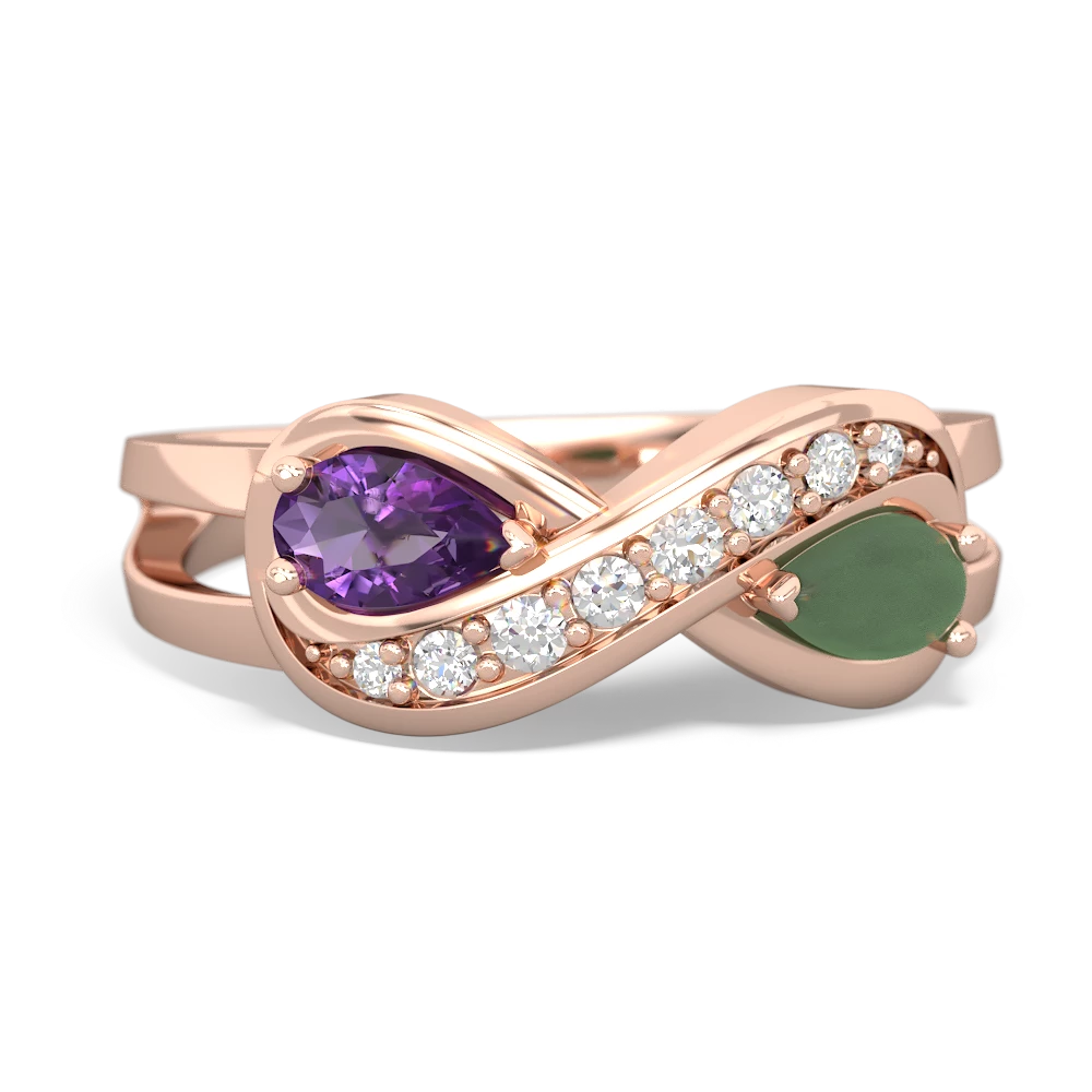 Amethyst Diamond Infinity 14K Rose Gold ring R5390