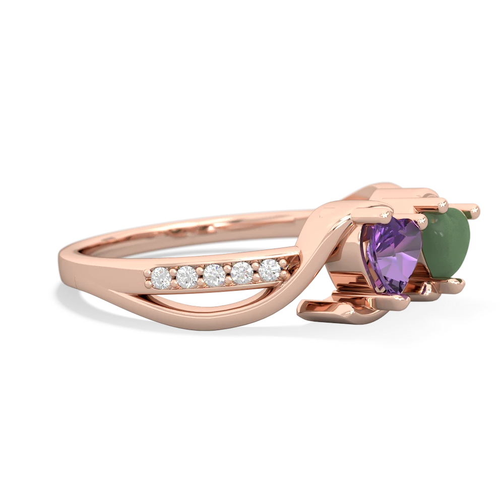 Amethyst Side By Side 14K Rose Gold ring R3090