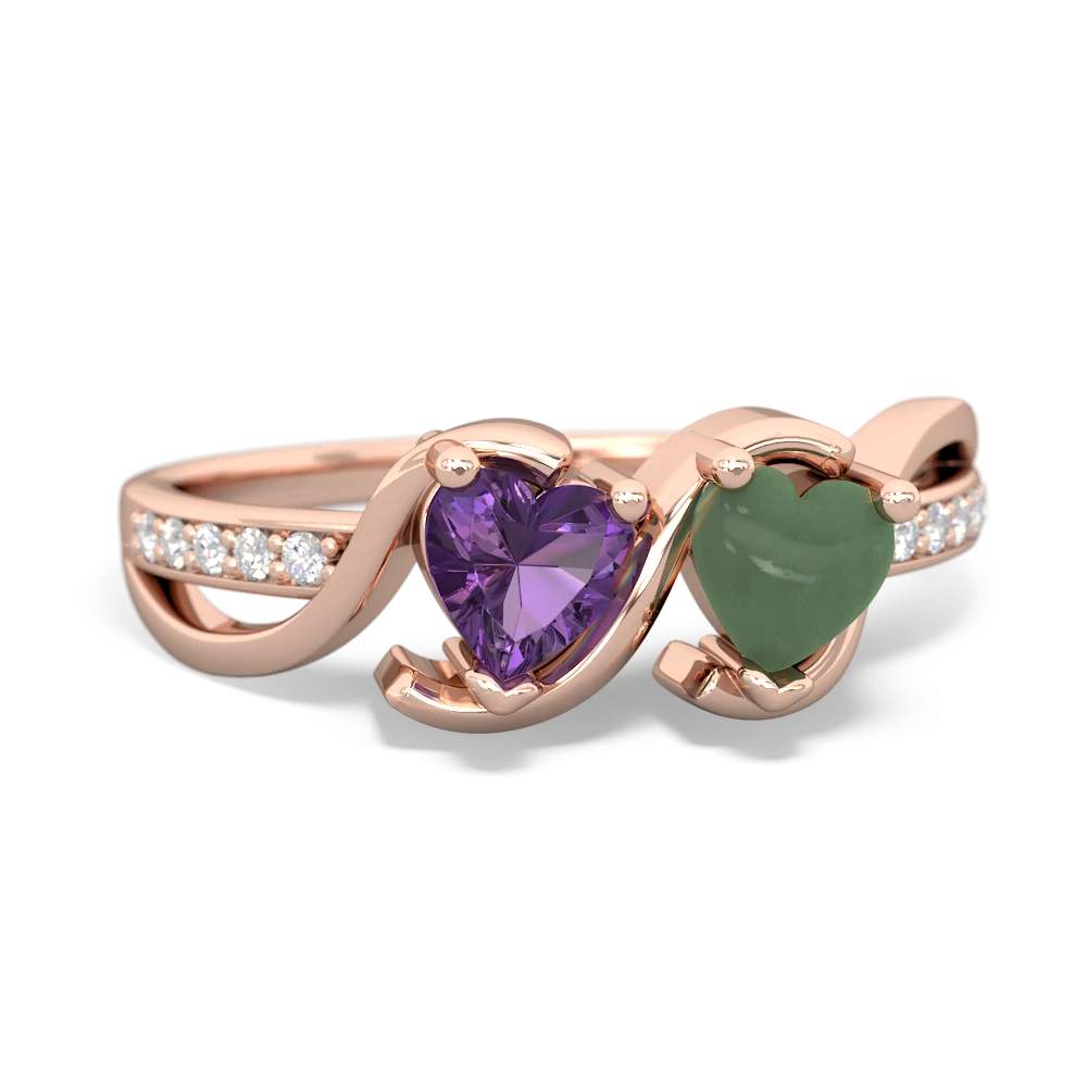 Amethyst Side By Side 14K Rose Gold ring R3090