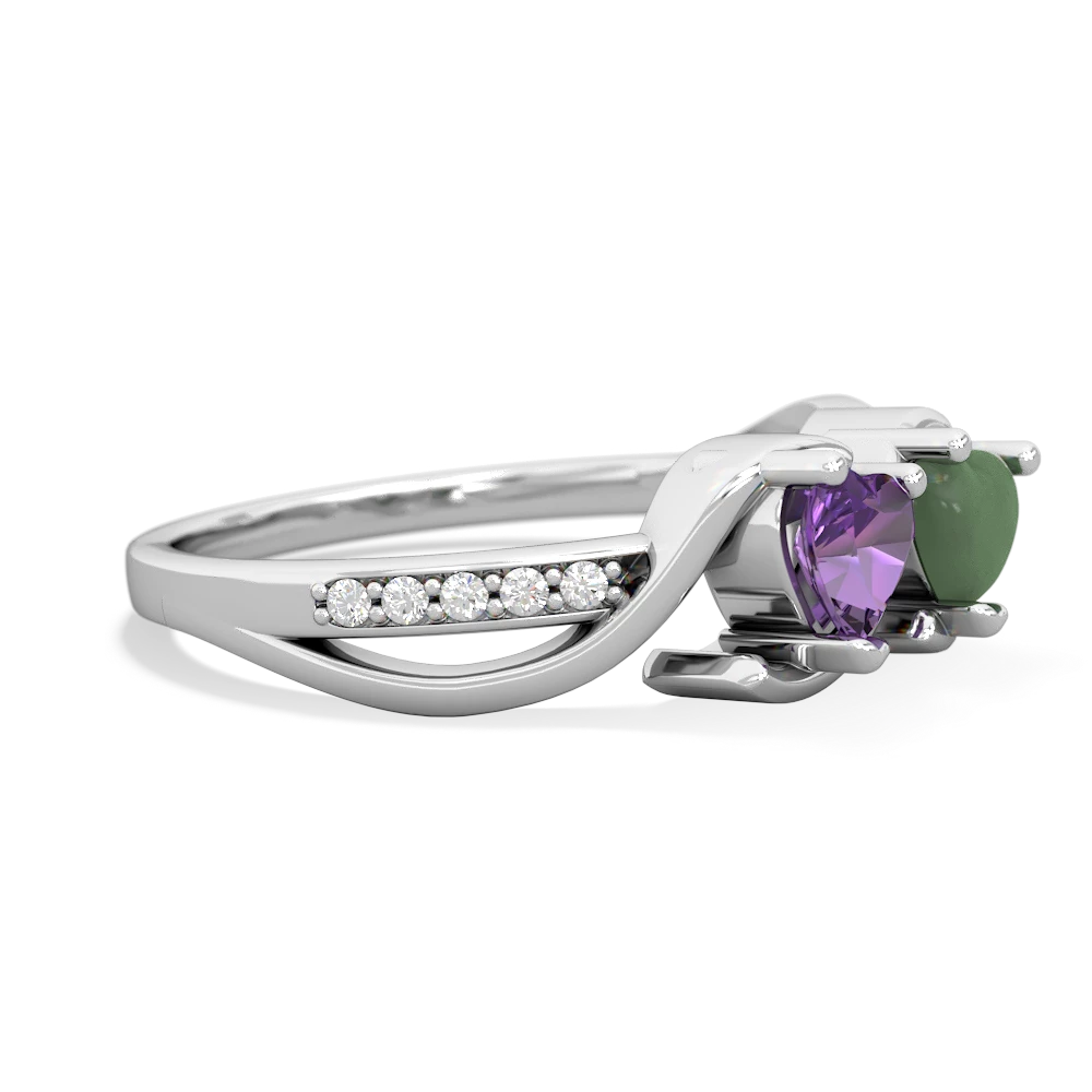 Amethyst Side By Side 14K White Gold ring R3090