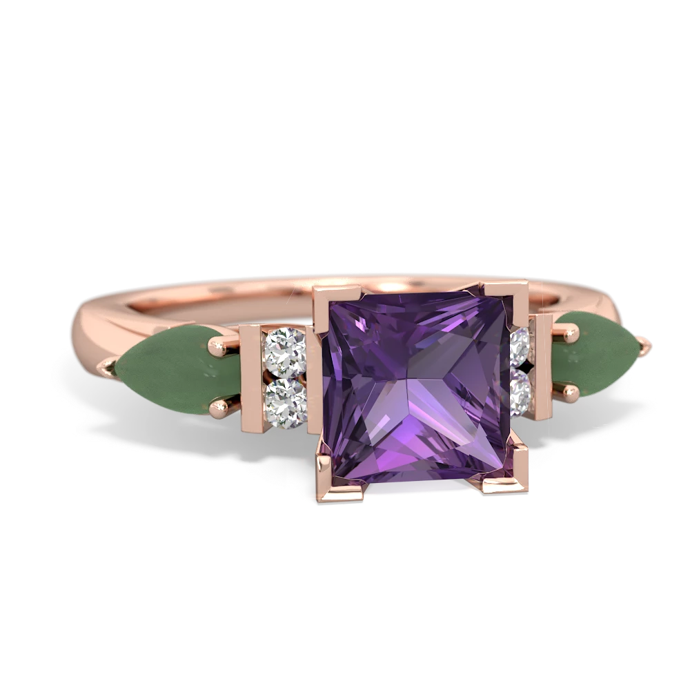 Amethyst 6Mm Princess Eternal Embrace Engagement 14K Rose Gold ring C2002