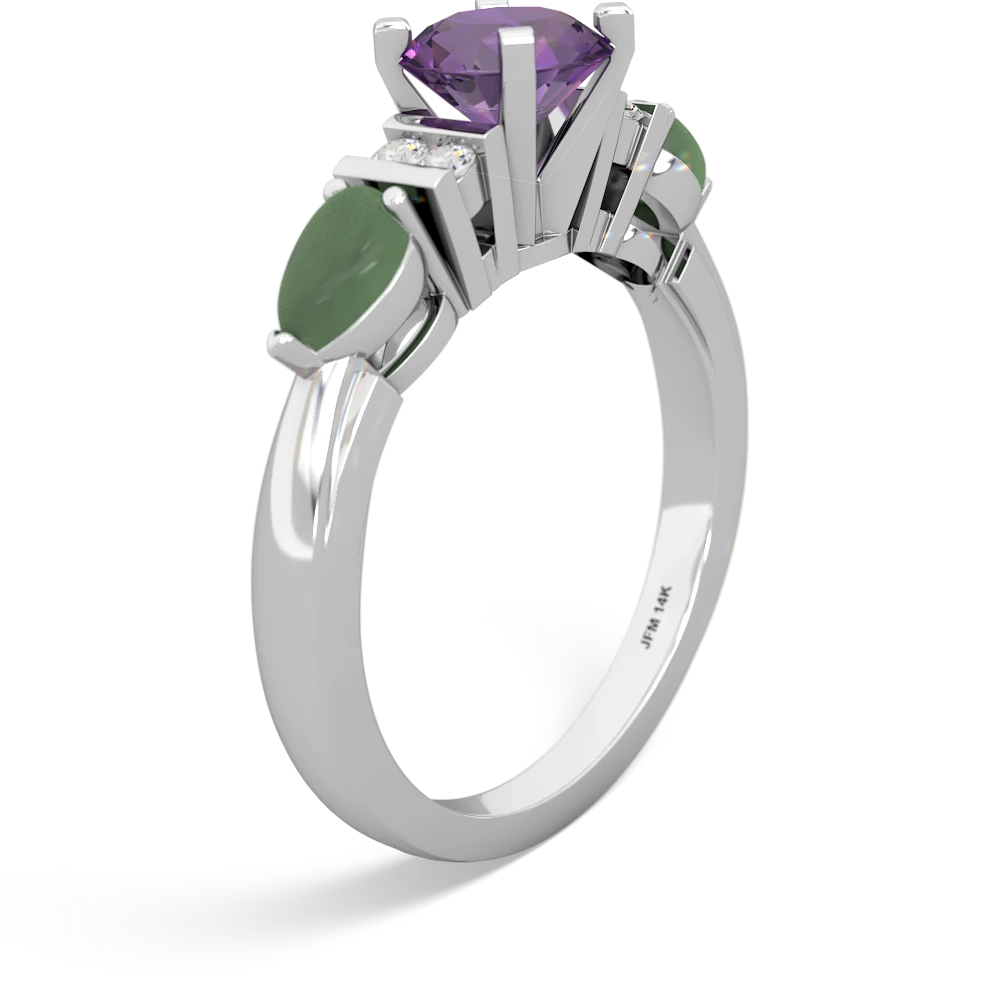 Amethyst 6Mm Round Eternal Embrace Engagement 14K White Gold ring R2005