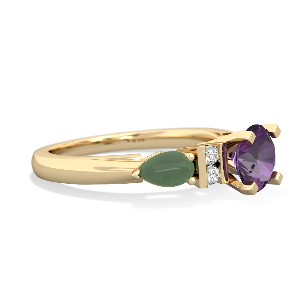 Amethyst 6Mm Round Eternal Embrace Engagement 14K Yellow Gold ring R2005