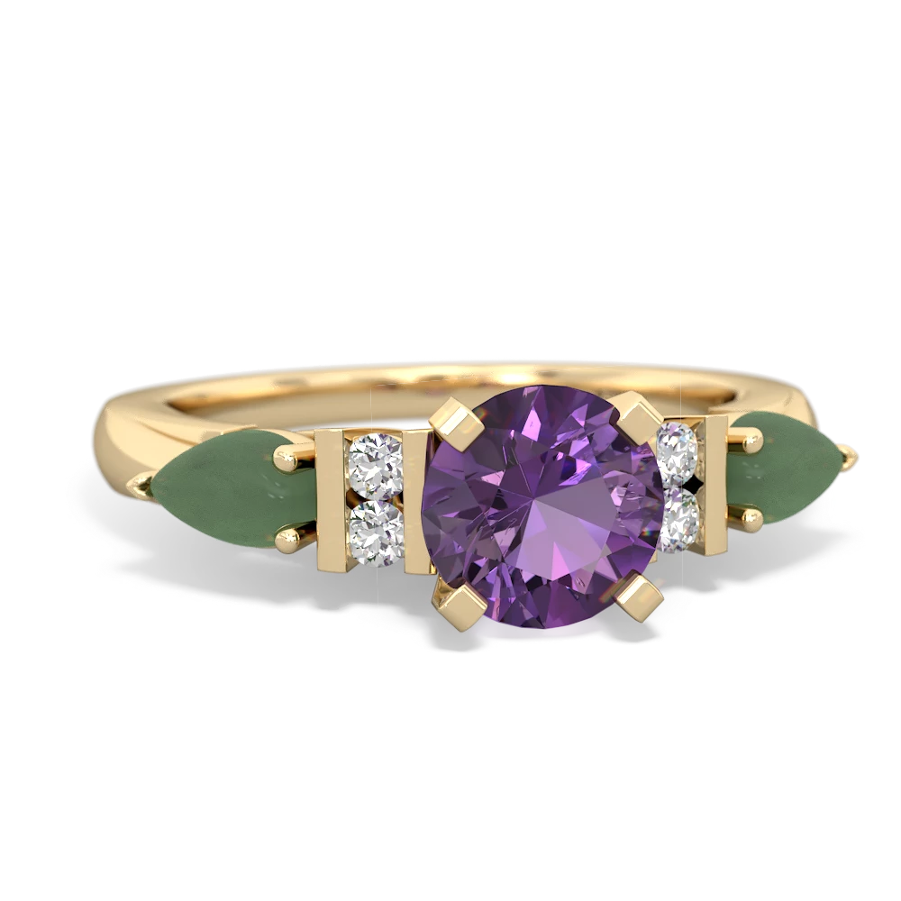 Amethyst 6Mm Round Eternal Embrace Engagement 14K Yellow Gold ring R2005