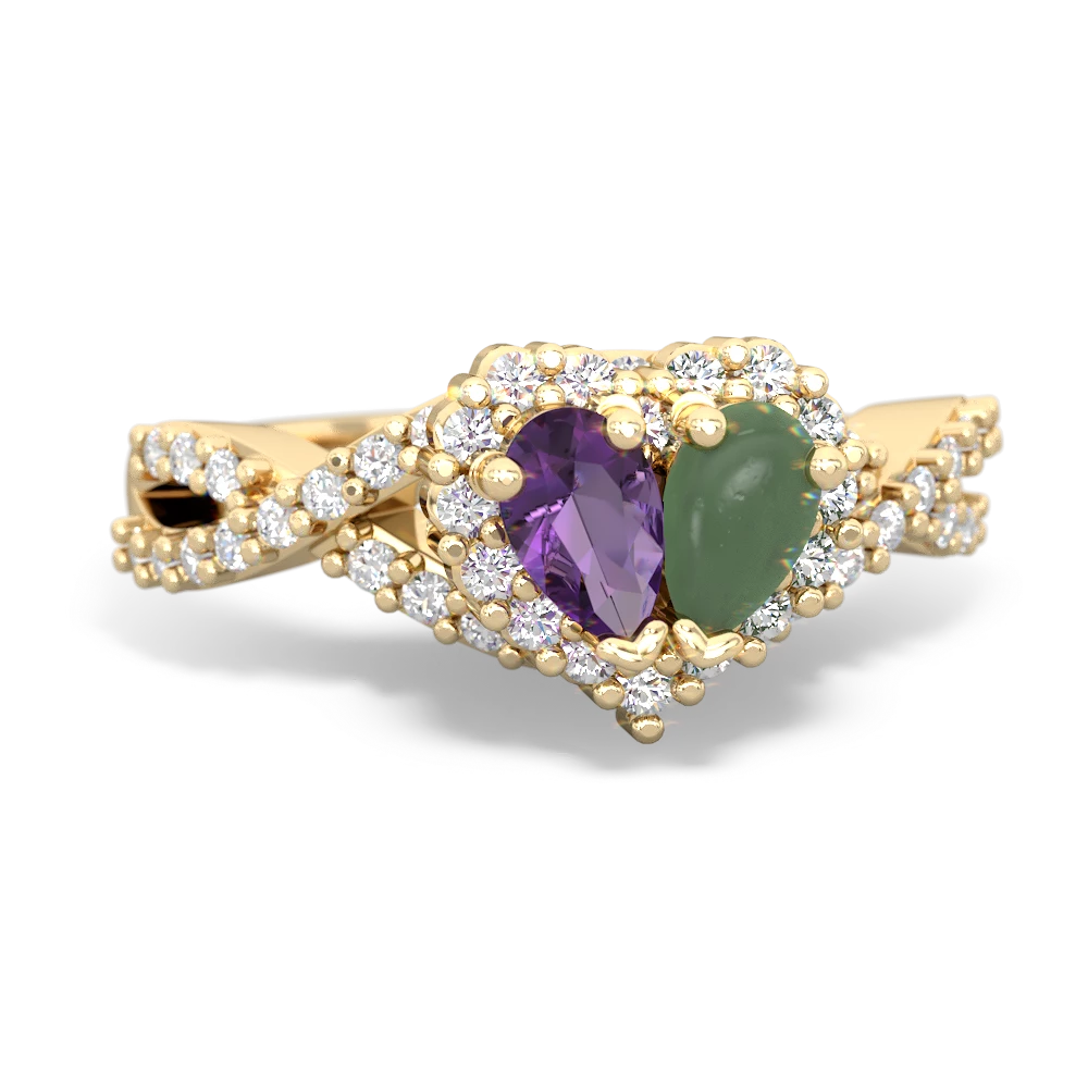 Amethyst Diamond Twist 'One Heart' 14K Yellow Gold ring R2640HRT