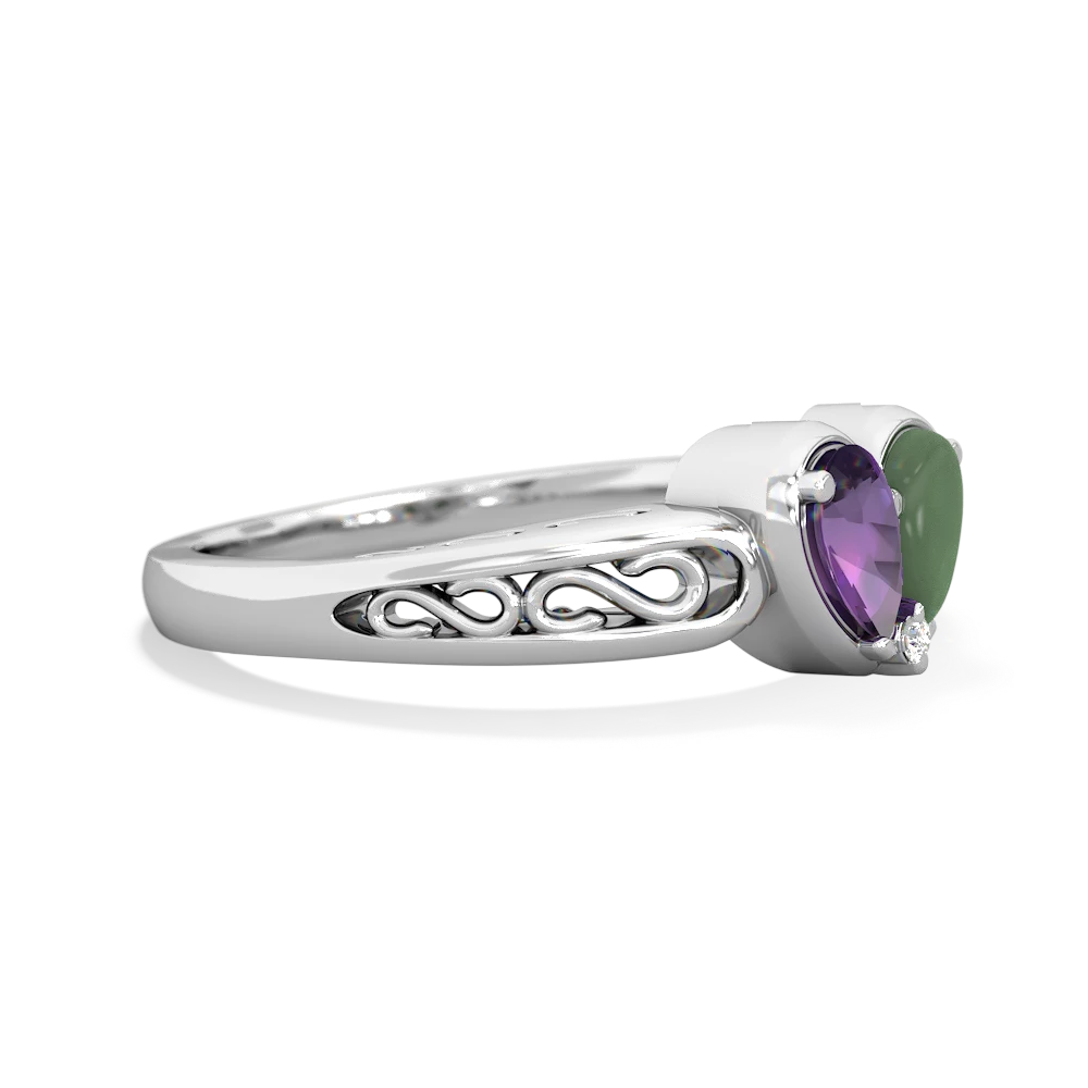 Amethyst Filligree 'One Heart' 14K White Gold ring R5070