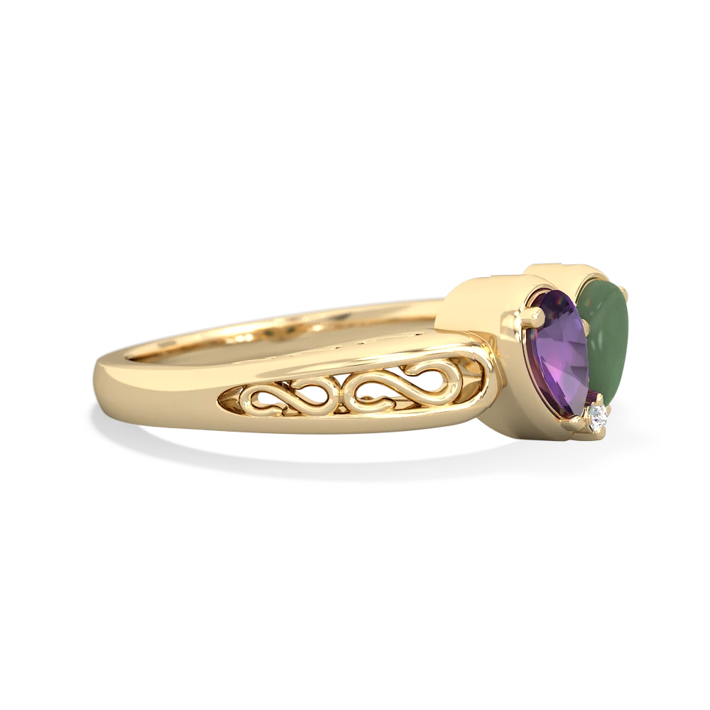 Amethyst Filligree 'One Heart' 14K Yellow Gold ring R5070