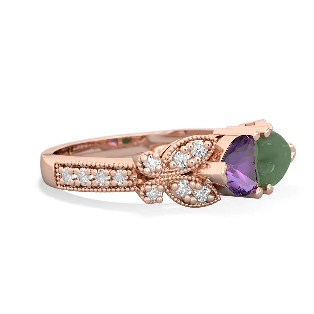 Amethyst Diamond Butterflies 14K Rose Gold ring R5601