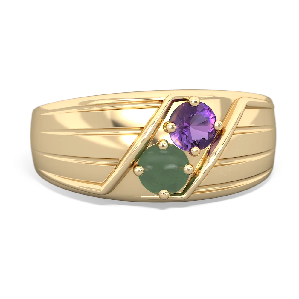 Amethyst Men's Streamline 14K Yellow Gold ring R0460