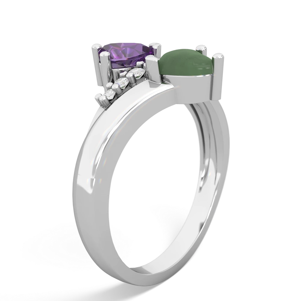 Amethyst Heart To Heart 14K White Gold ring R2064