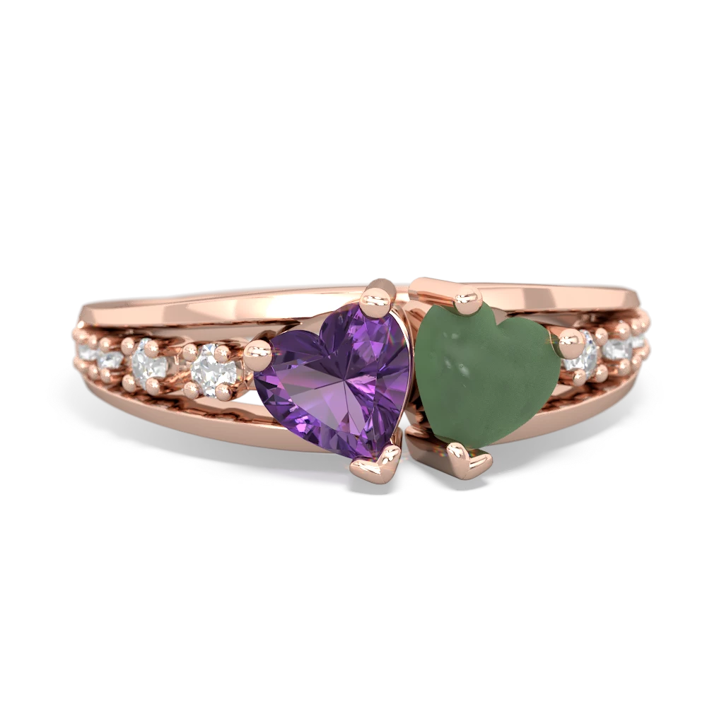 Amethyst Heart To Heart 14K Rose Gold ring R3342