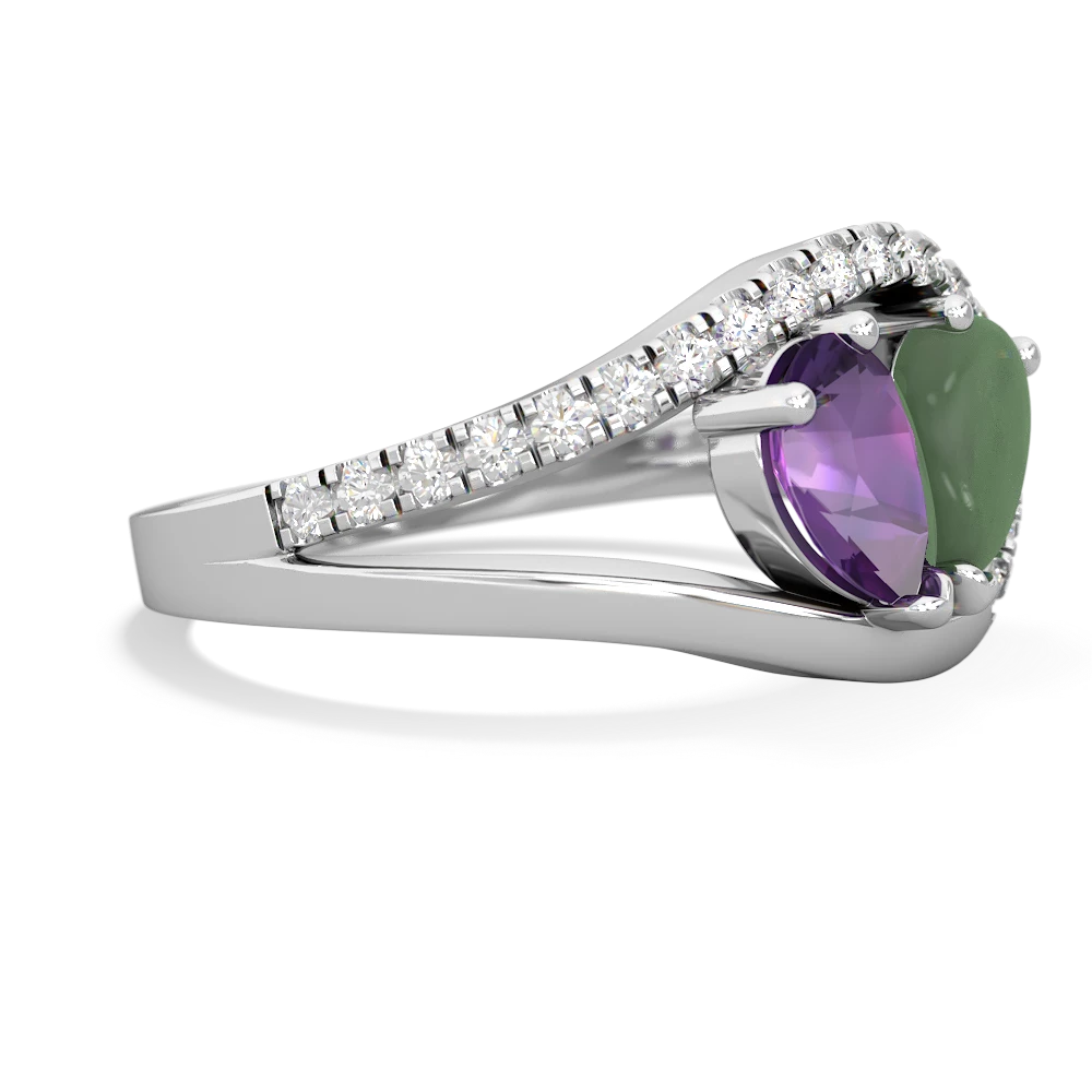 Amethyst Nestled Heart Keepsake 14K White Gold ring R5650