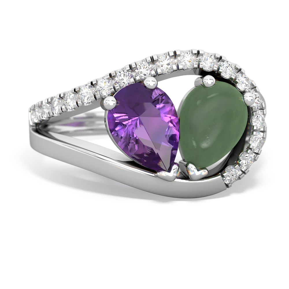 Amethyst Nestled Heart Keepsake 14K White Gold ring R5650