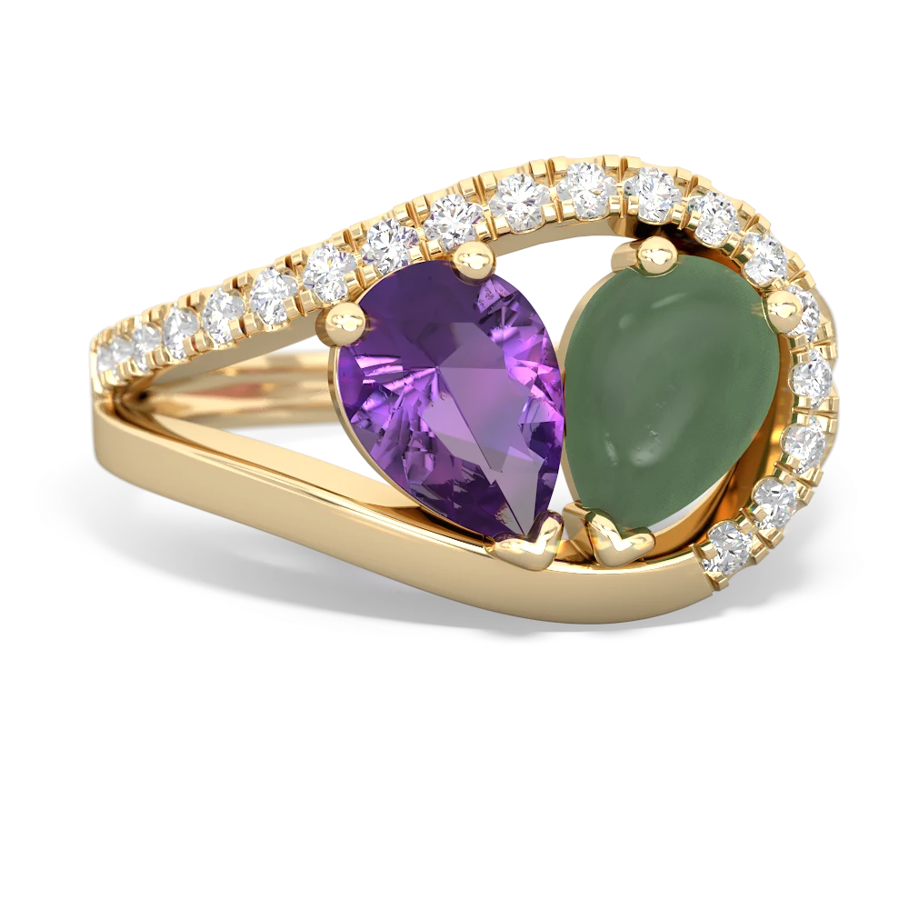 Amethyst Nestled Heart Keepsake 14K Yellow Gold ring R5650