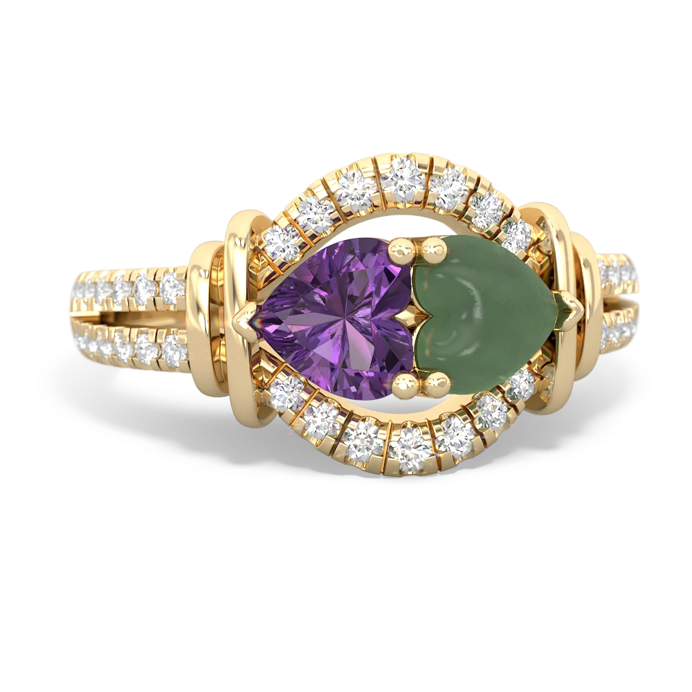 Amethyst Art-Deco Keepsake 14K Yellow Gold ring R5630