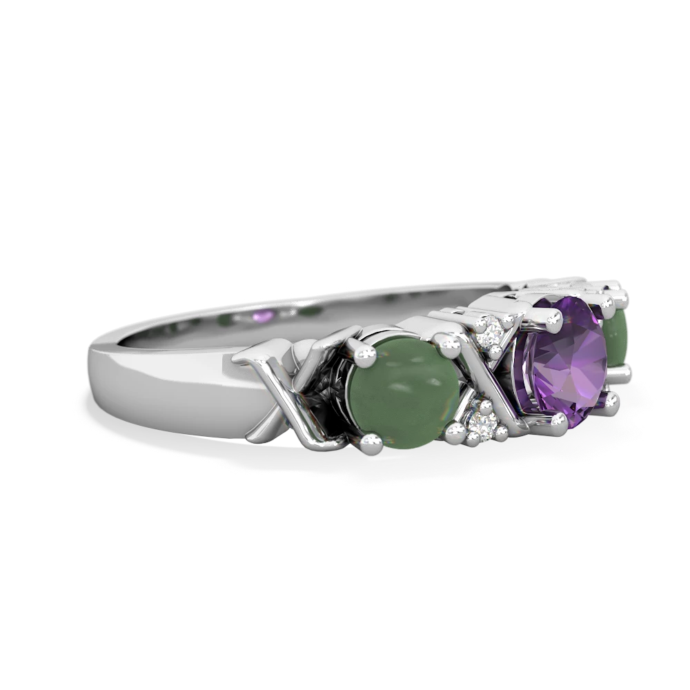 Amethyst Hugs And Kisses 14K White Gold ring R5016