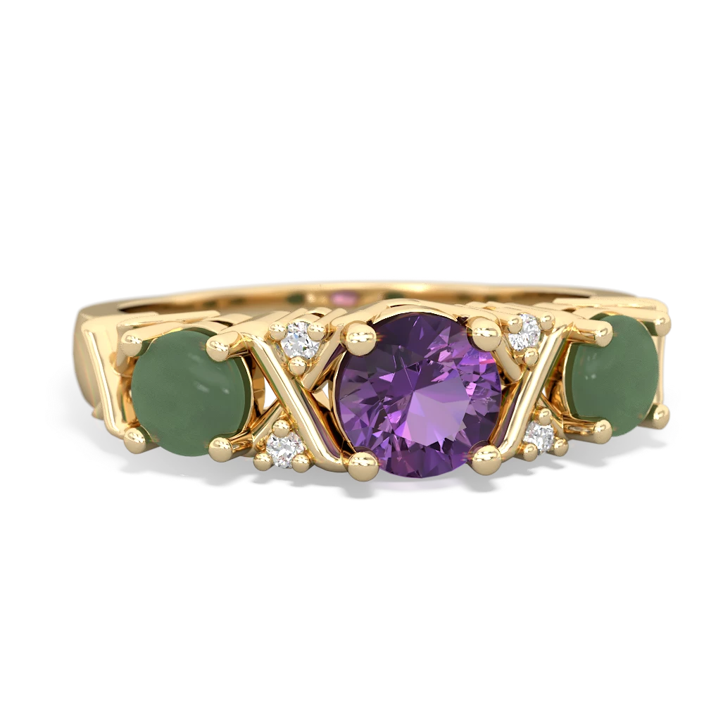 Amethyst Hugs And Kisses 14K Yellow Gold ring R5016