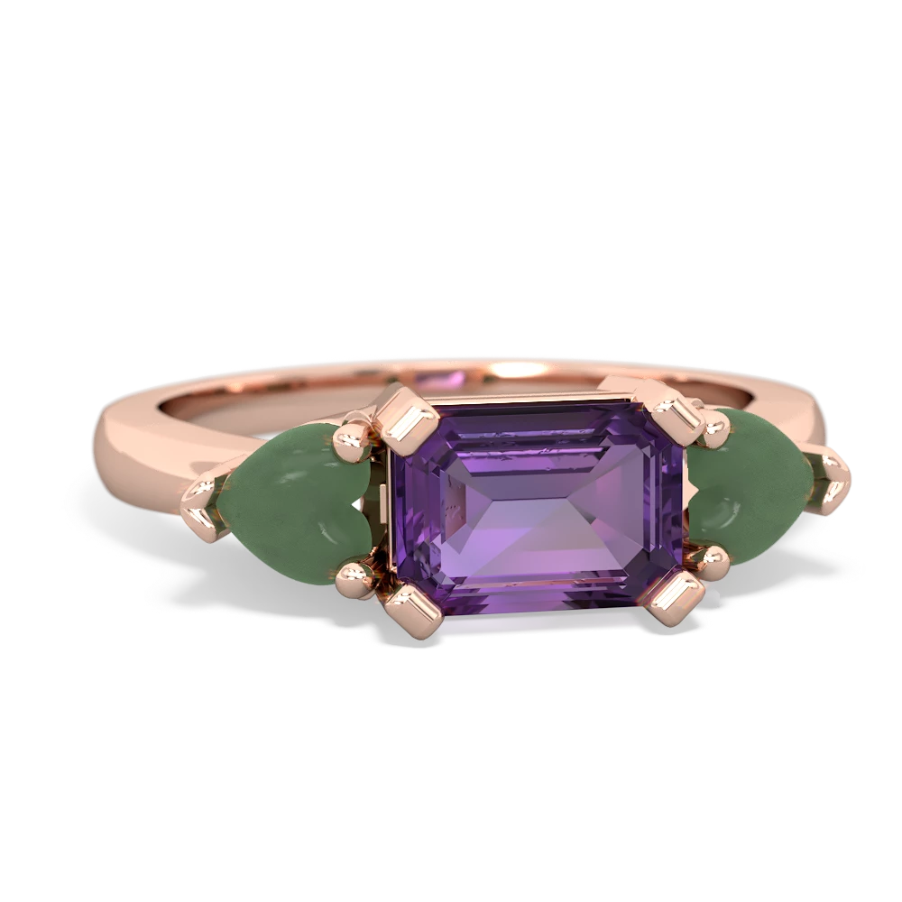 Amethyst Three Stone 14K Rose Gold ring R5235