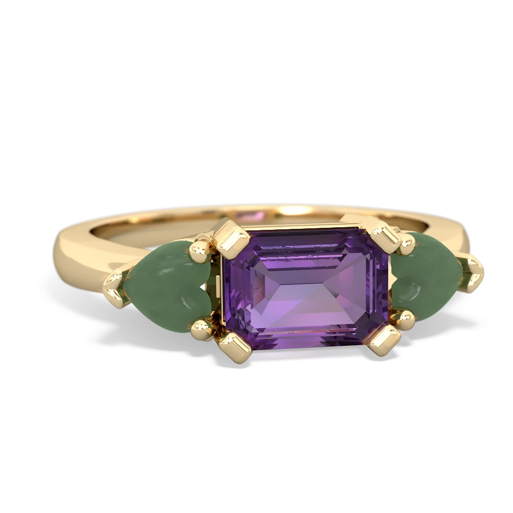 Amethyst Three Stone 14K Yellow Gold ring R5235