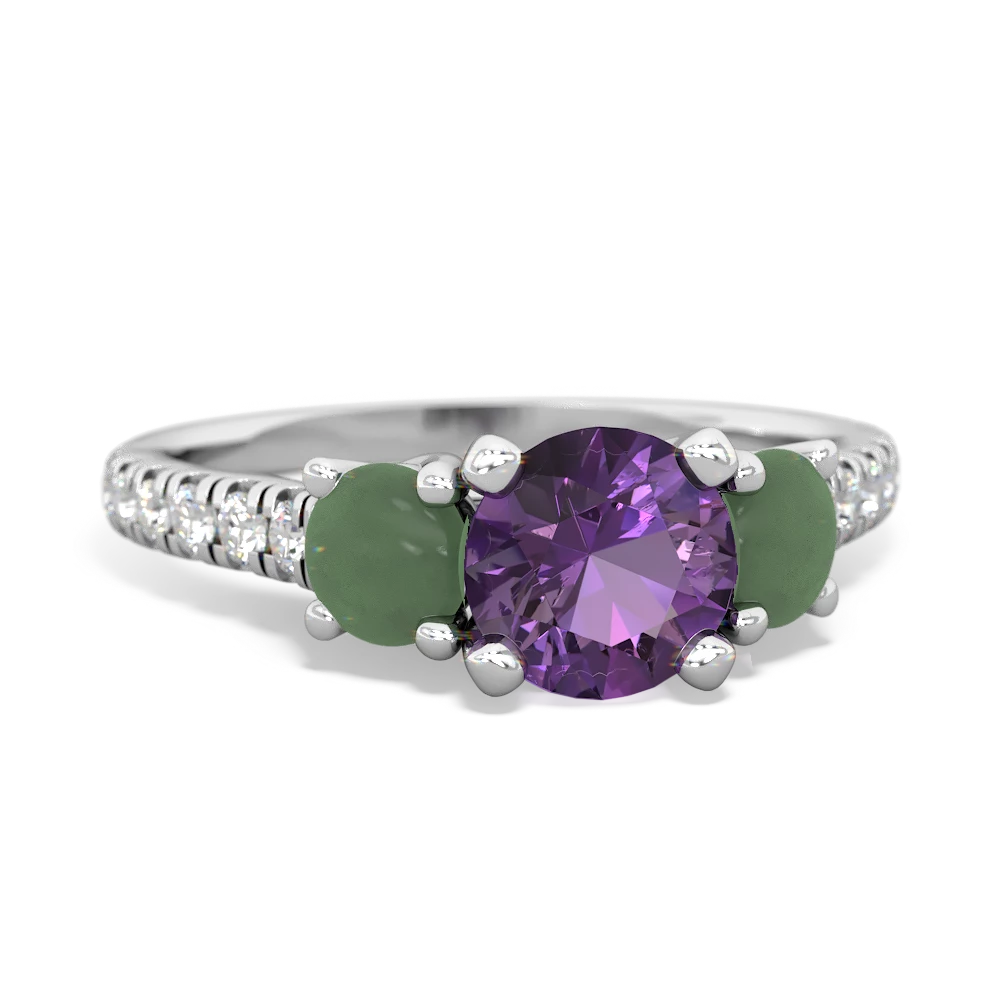 Amethyst Pave Trellis 14K White Gold ring R5500