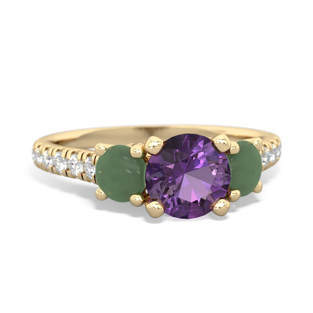 Amethyst Pave Trellis 14K Yellow Gold ring R5500