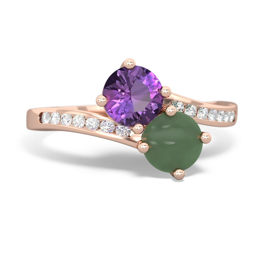 Amethyst Channel Set Two Stone 14K Rose Gold ring R5303