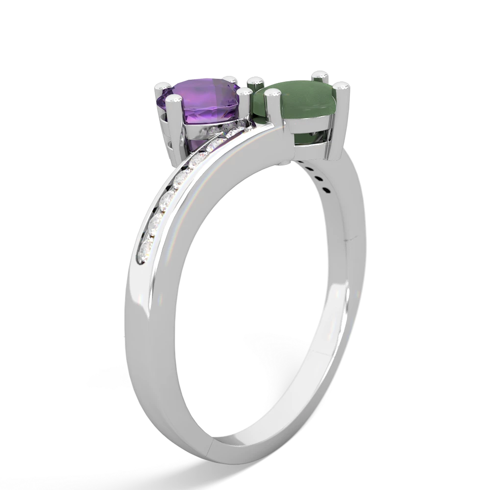 Amethyst Channel Set Two Stone 14K White Gold ring R5303