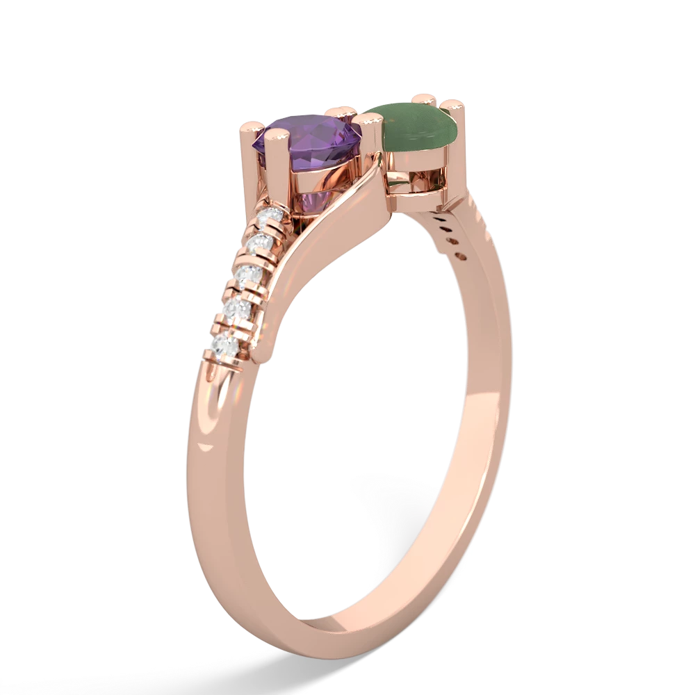 Amethyst Infinity Pave Two Stone 14K Rose Gold ring R5285