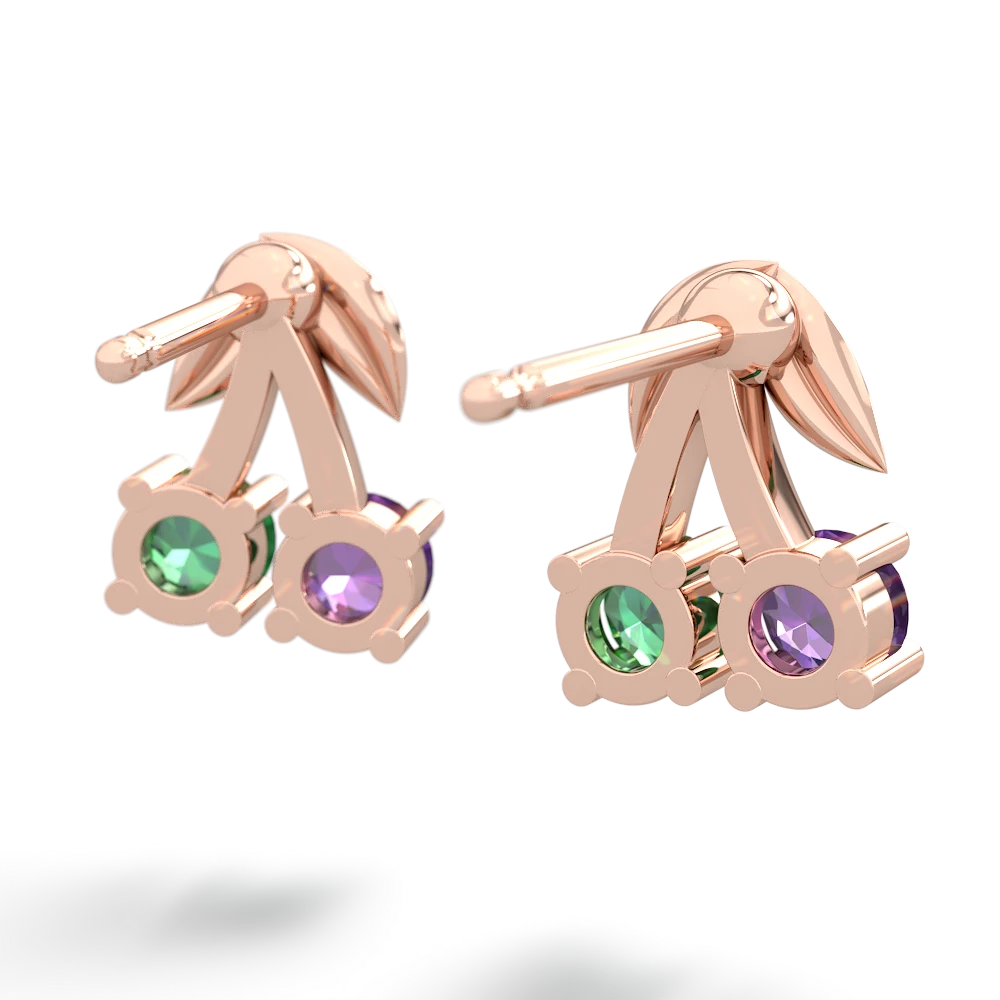 Amethyst Sweet Cherries 14K Rose Gold earrings E7001