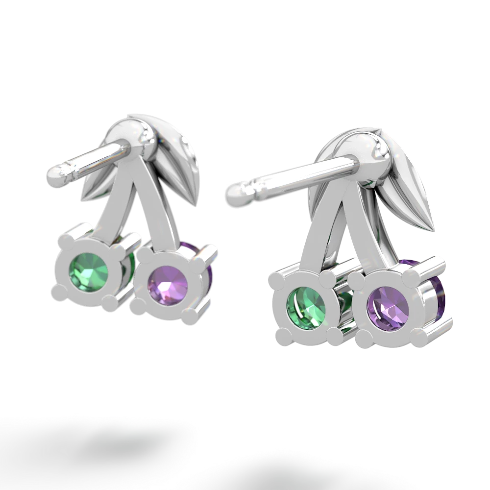 Amethyst Sweet Cherries 14K White Gold earrings E7001