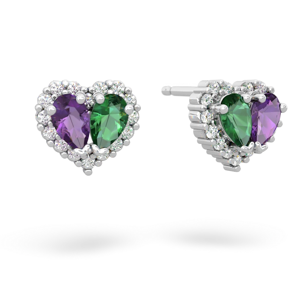 Amethyst Halo 14K White Gold earrings E7008