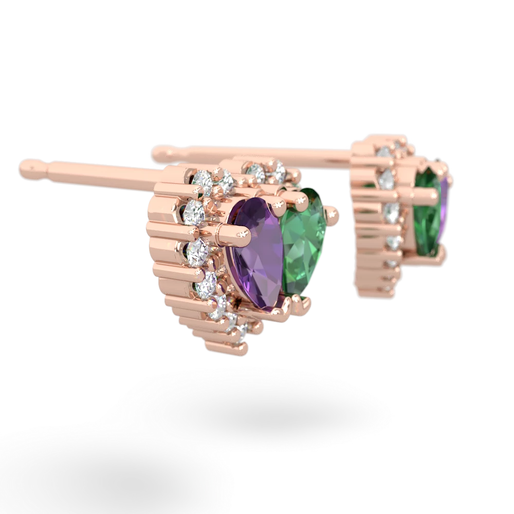 Amethyst Halo 14K Rose Gold earrings E7008