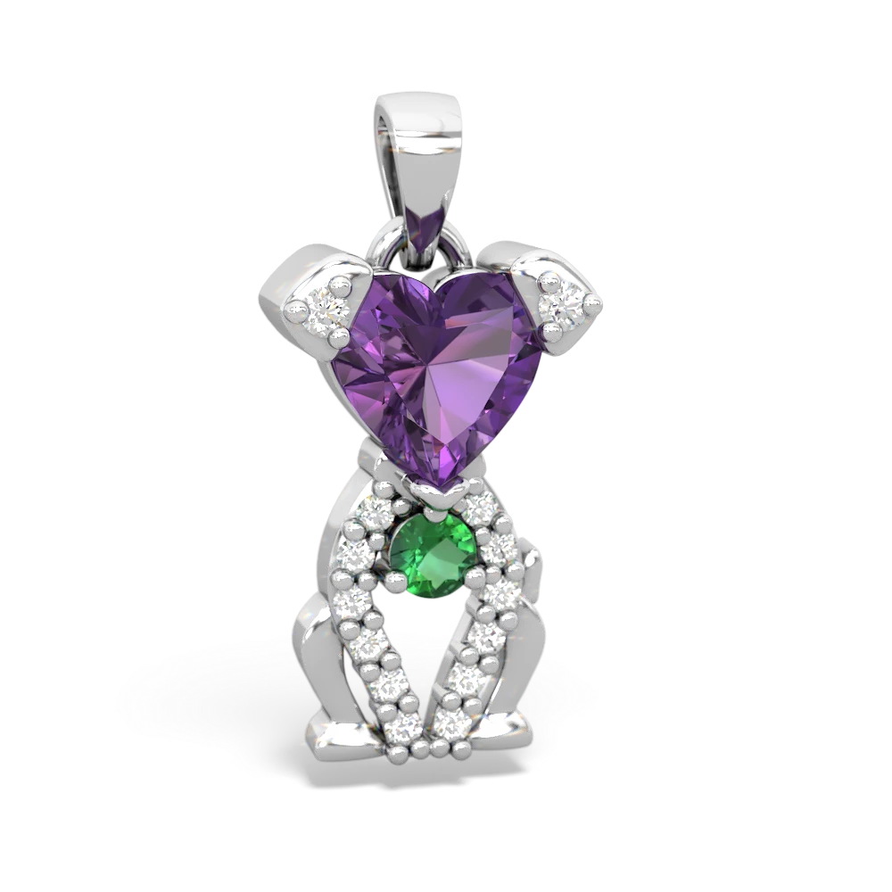 Amethyst Puppy Love 14K White Gold pendant P5800