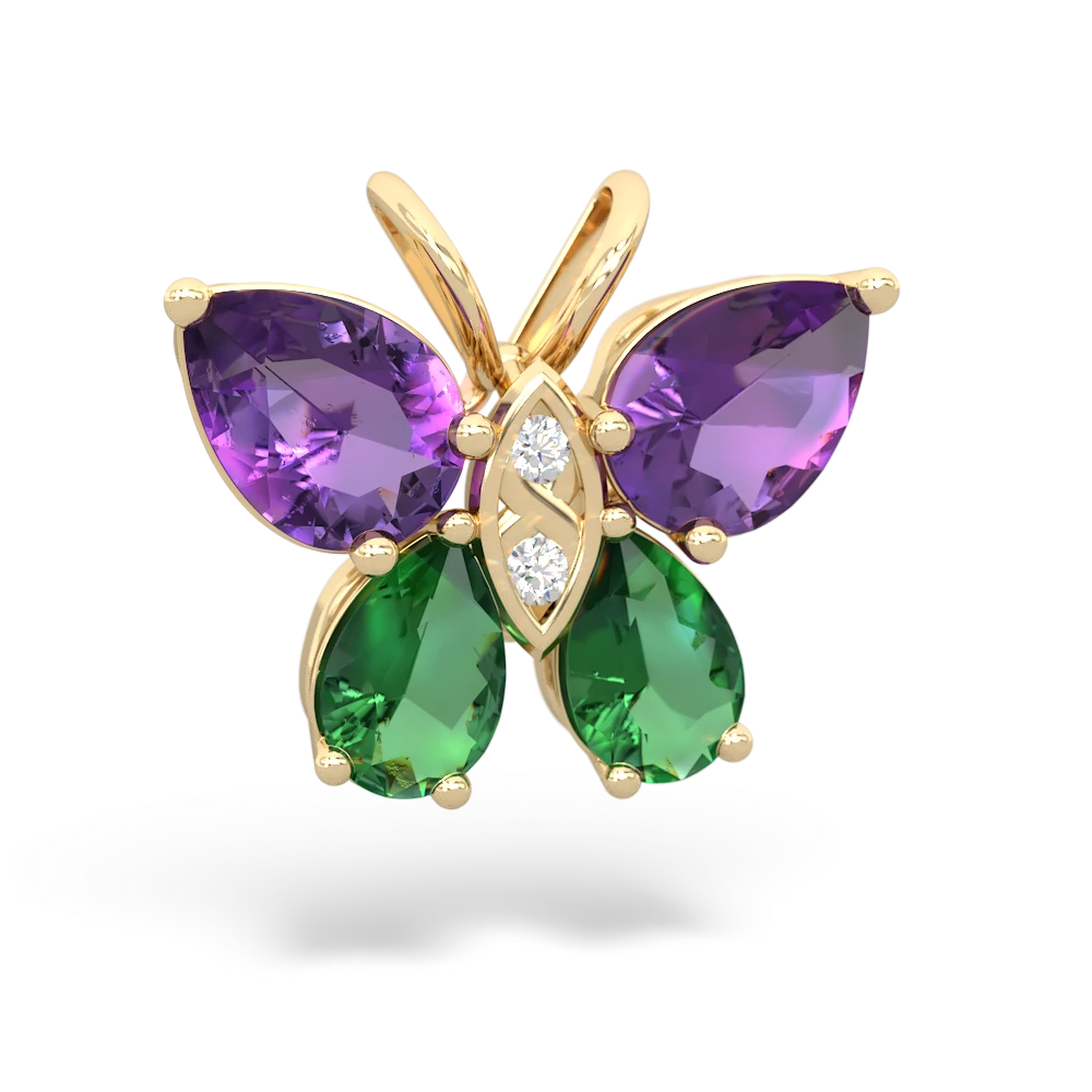 Amethyst Butterfly 14K Yellow Gold pendant P2215