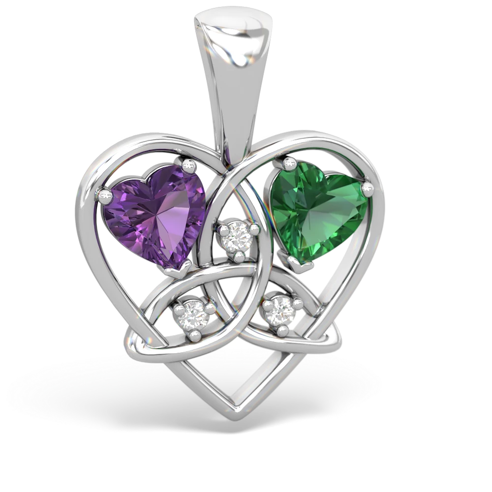 Amethyst Celtic Trinity Heart 14K White Gold pendant P5331