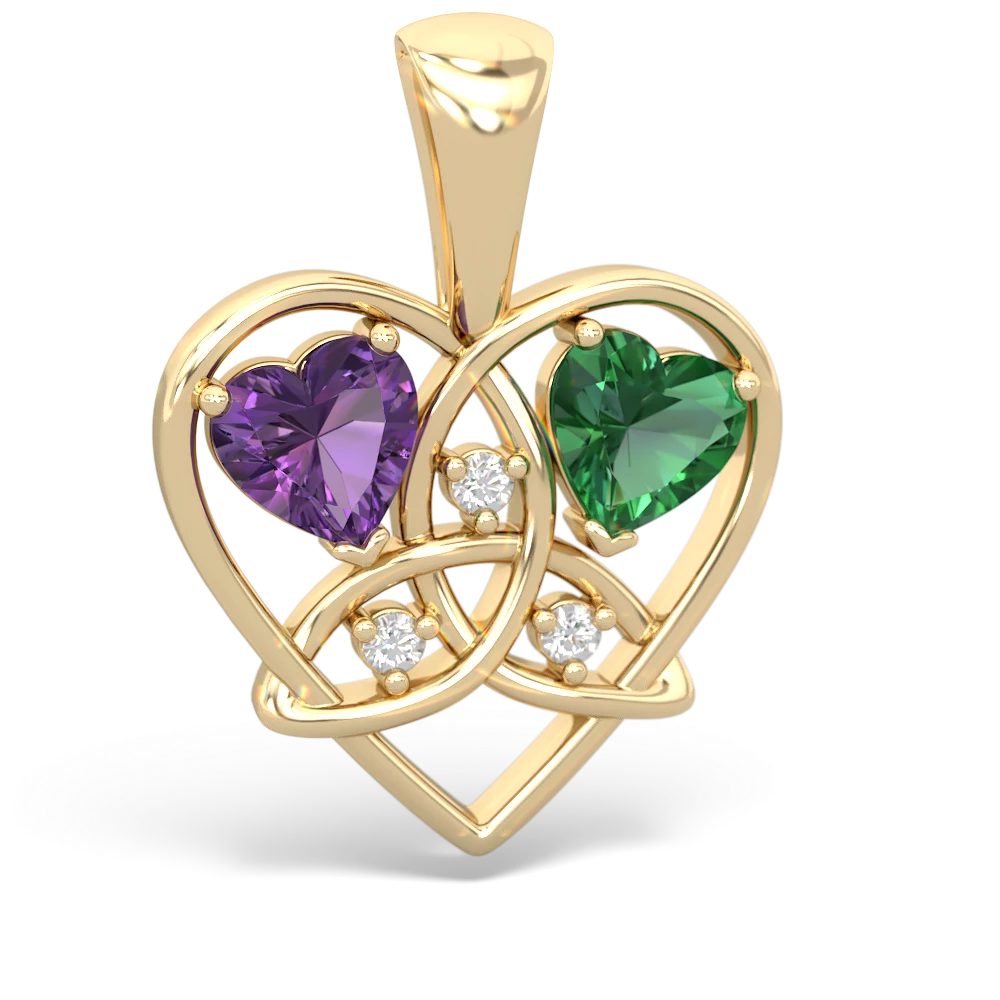 Amethyst Celtic Trinity Heart 14K Yellow Gold pendant P5331